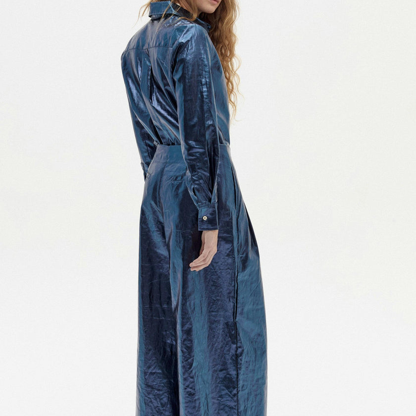 San Marino Metallic Linen Shirt - Dark Blue