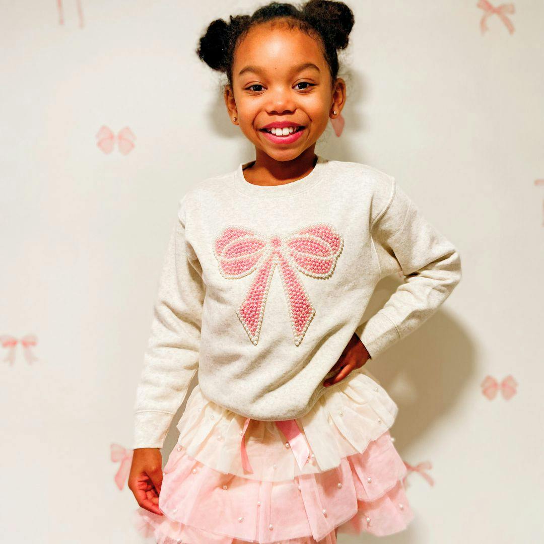 Pearl Bow Patch Sweatshirt