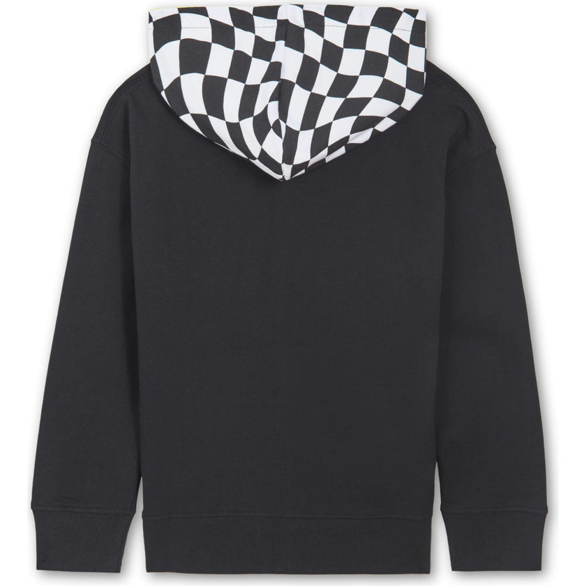 Checker Zip Hoodie Sweatshirt, Black