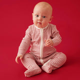 Red Stripe Clever Zip Baby Pajamas