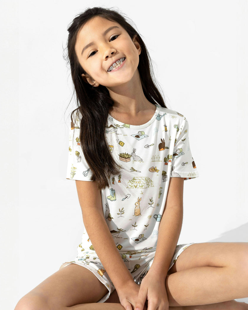 Bunny Garden Bamboo Kids Pajama Short Set