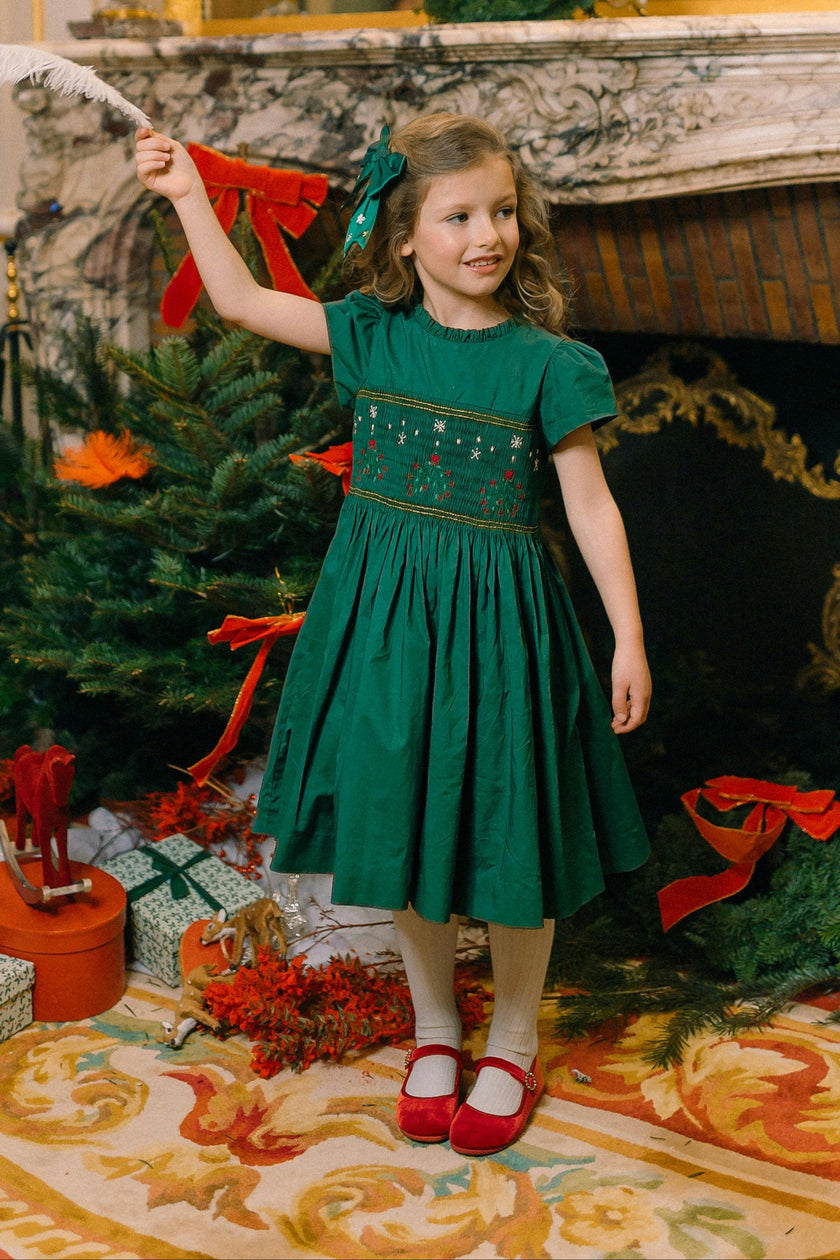 PERLA GREEN SMOCKED DRESS