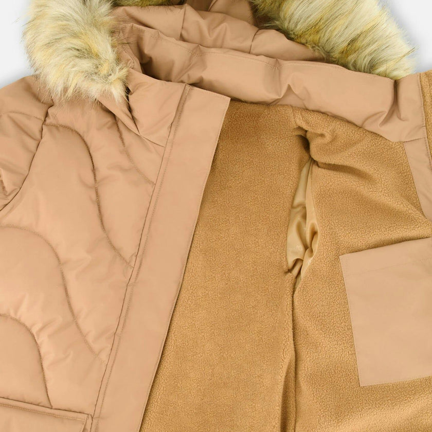 Long Wavy Quilt Puffy Winter Coat Chanterelle