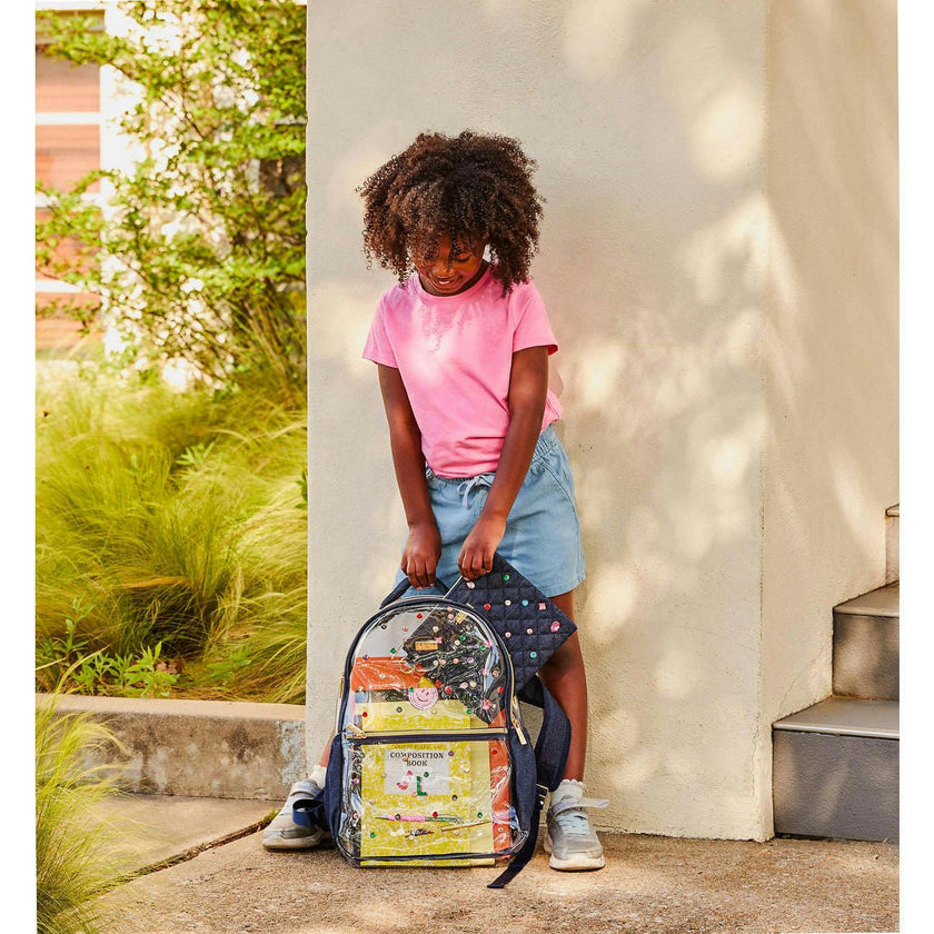 Denim and Gems Clear Backpack