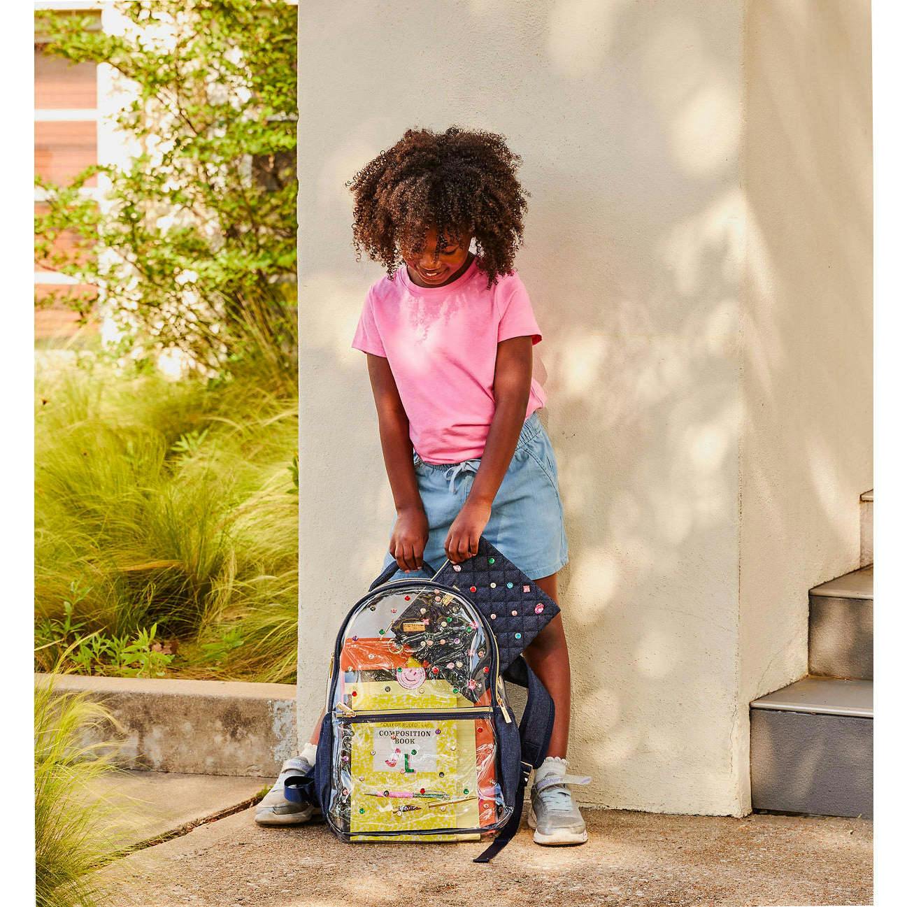Denim and Gems Clear Backpack