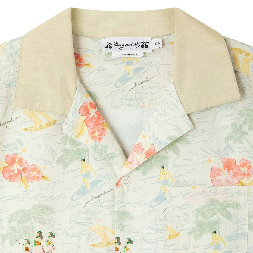 BONPOINT Steve Island Print Poplin Shirt