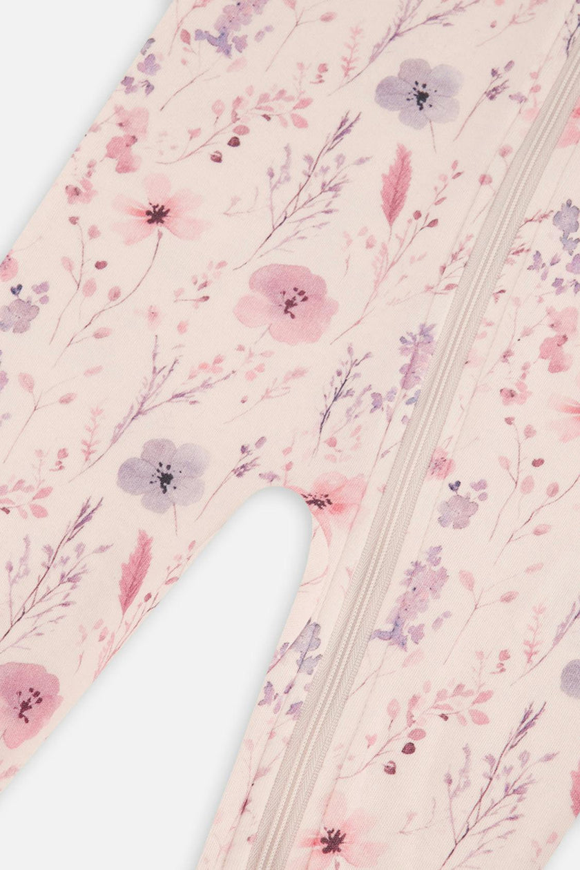 Baby Organic Cotton One Piece Pajama Pink Floral Print