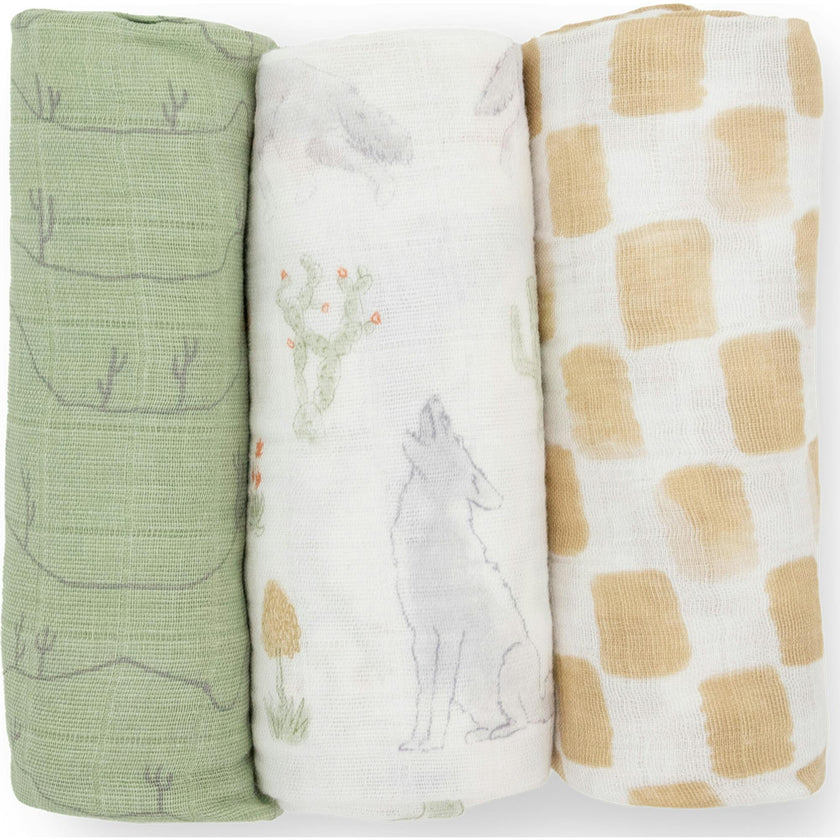 Cotton Muslin Swaddle Blanket 3 Pack - Desert Night