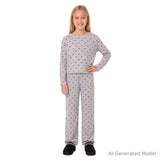 Tween (7-16) Girls Pointelle Pajama Set | Tiny Bows - Grey