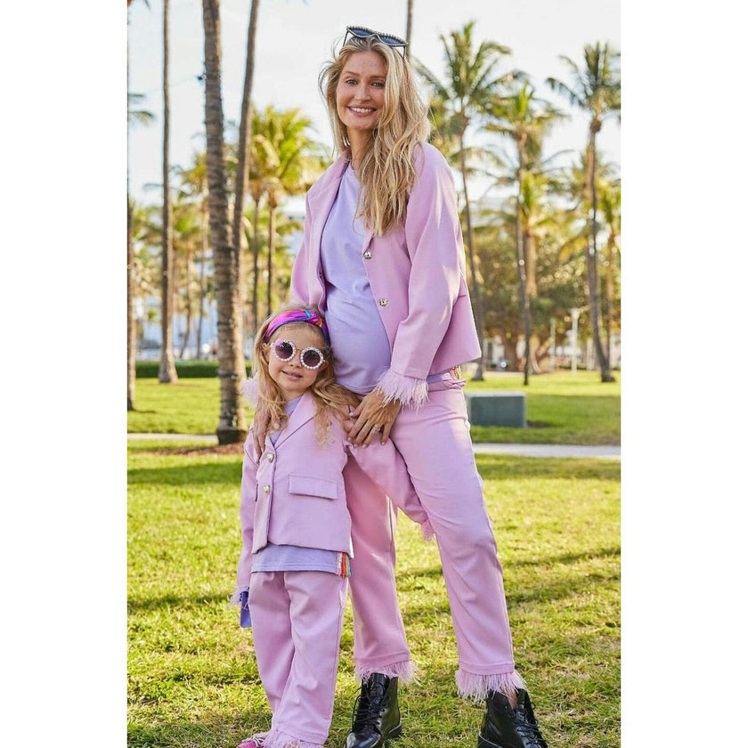 Women’s Feather Trims Suit Lavender