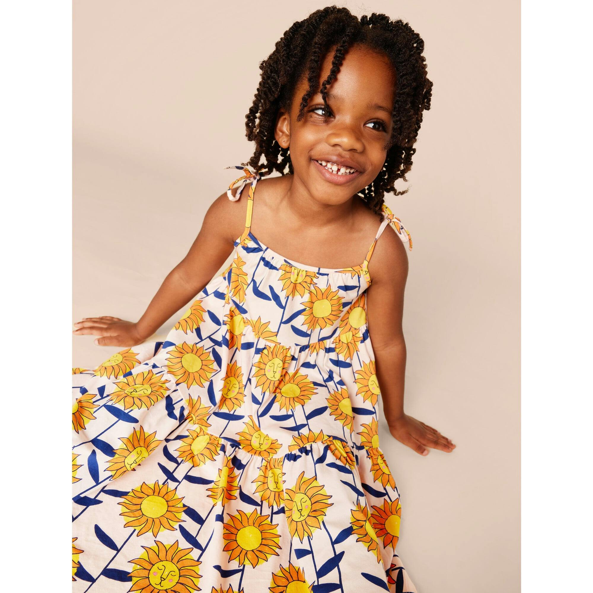 Tie Shoulder Tiered Dress, Multi