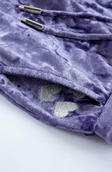 Velvet Yoga Pant with Embroidered Hearts, Purple