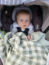 Evergreen Gingham QUILTED 6 Layer Gauze Blanket