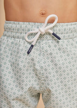 Pale Green Geo Boys' Swim Shorts