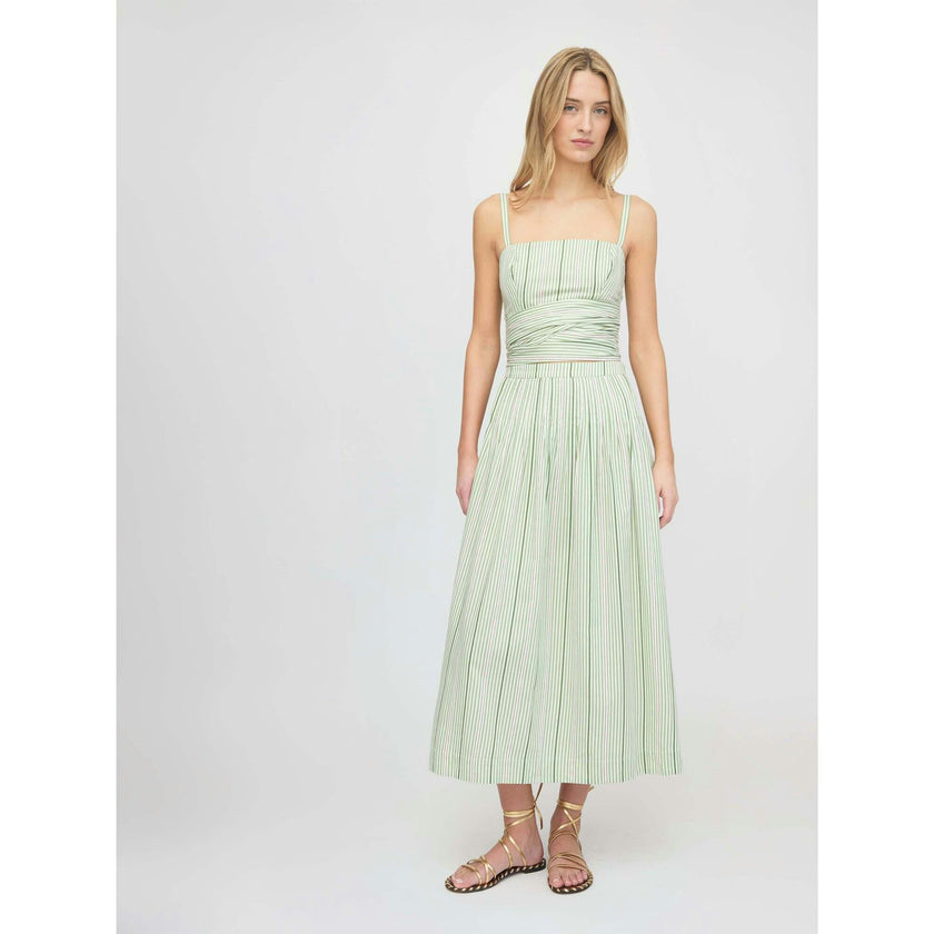 The Ame Skirt - Green Jacquard Stripe