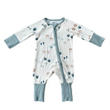 Baby Boy Long Sleeve Zip Romper in Footprints
