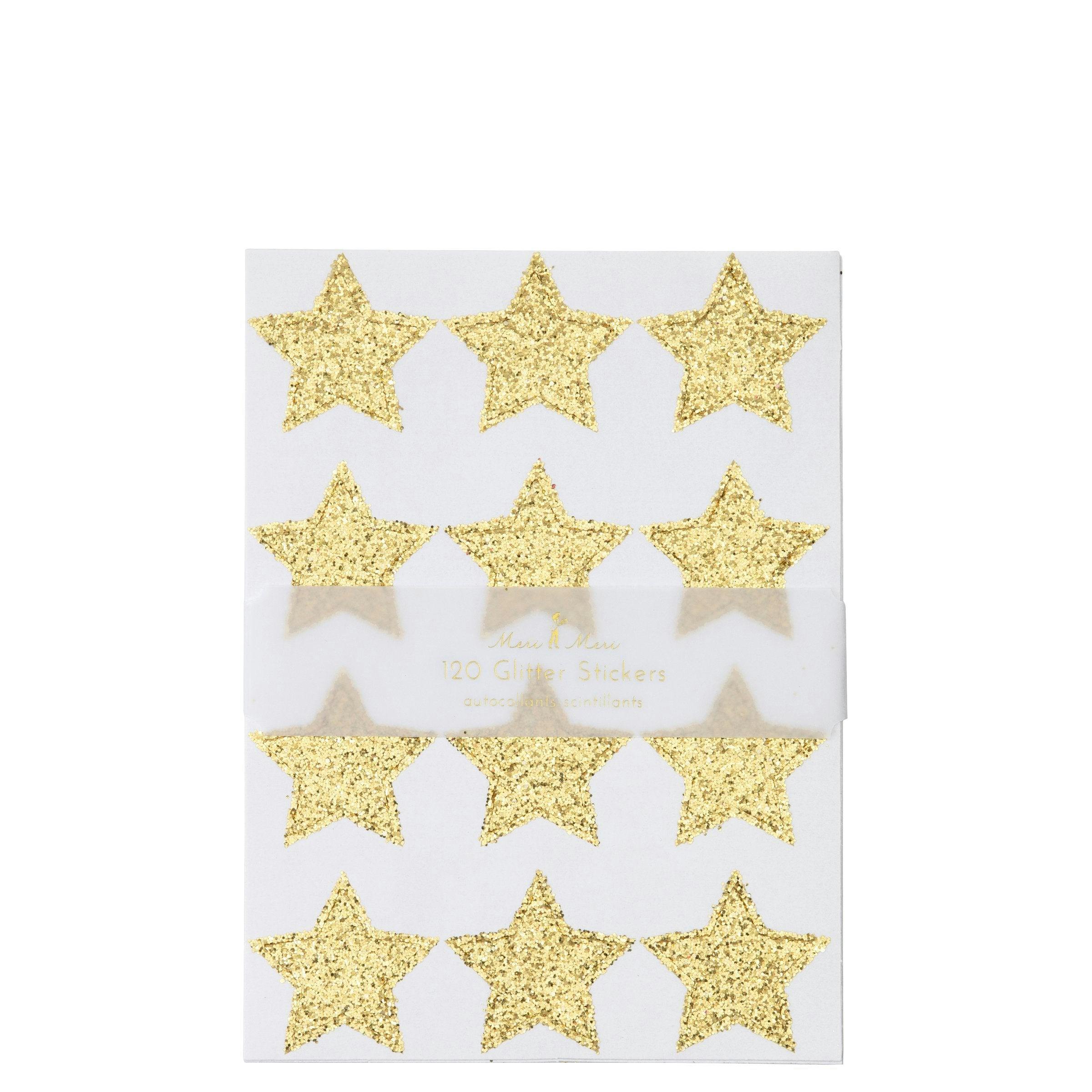 Gold Glitter Stars Sticker Sheets