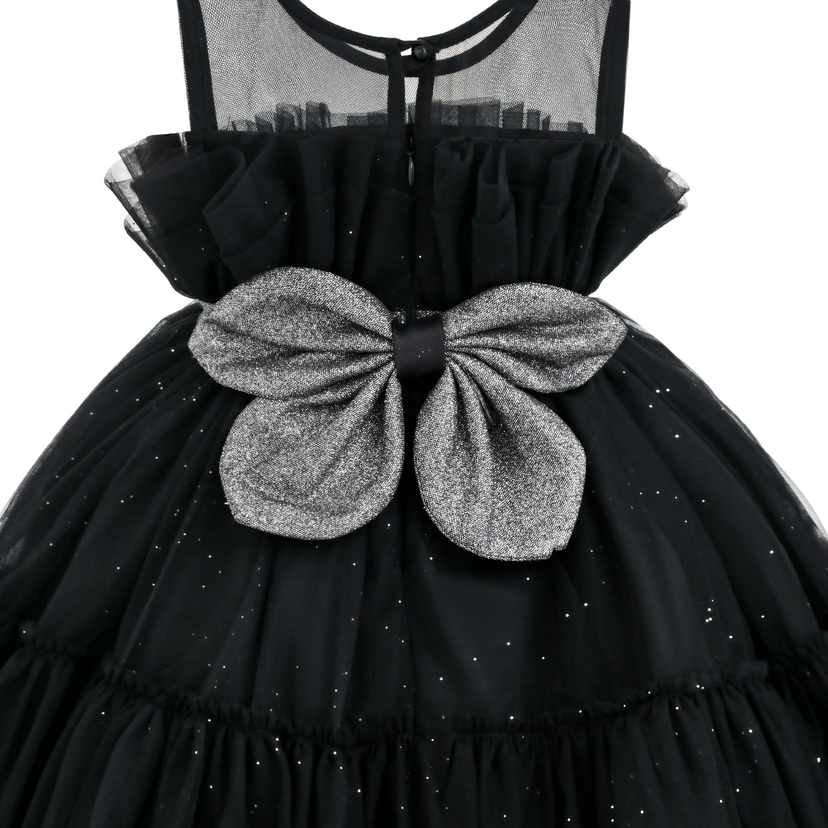 Black Isolara Tulle Glitter Bow Dress