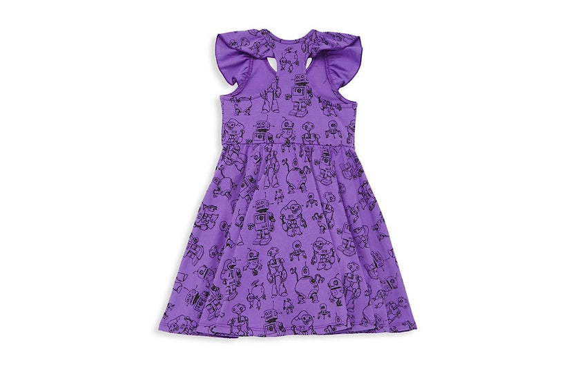 Racer Back Twirly Dress in Robots