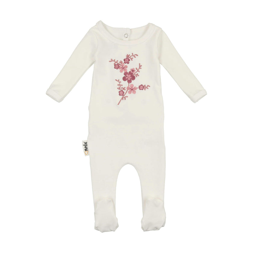 Floral Embroidered Footie