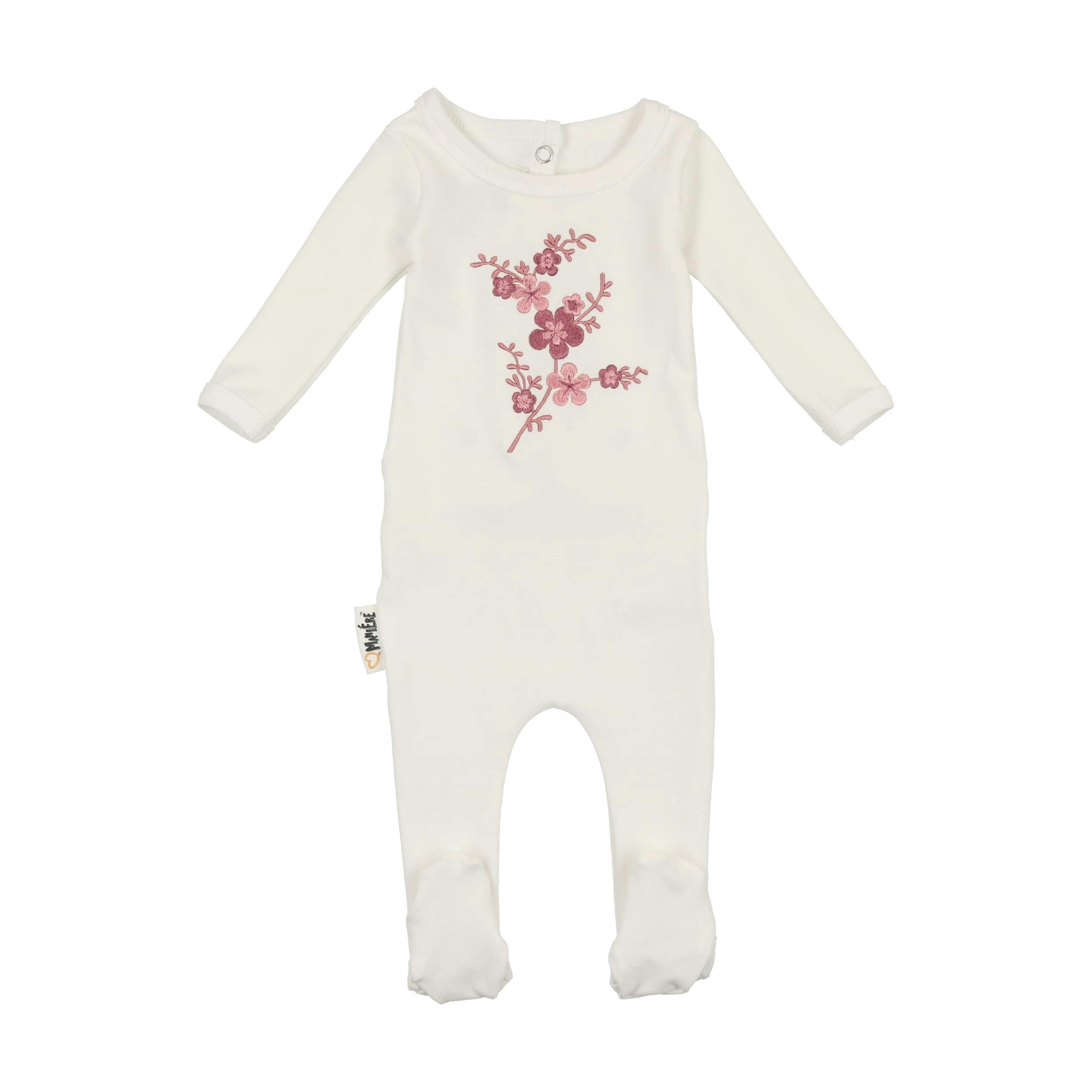 Floral Embroidered Footie