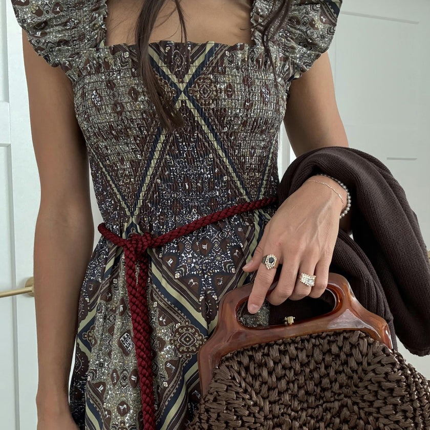 The Ellie Nap Dress - Olive Equestrian Scarf