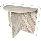 Patrice 20" Art Deco Minimalist Natural Marble Handmade Demilune Side Table