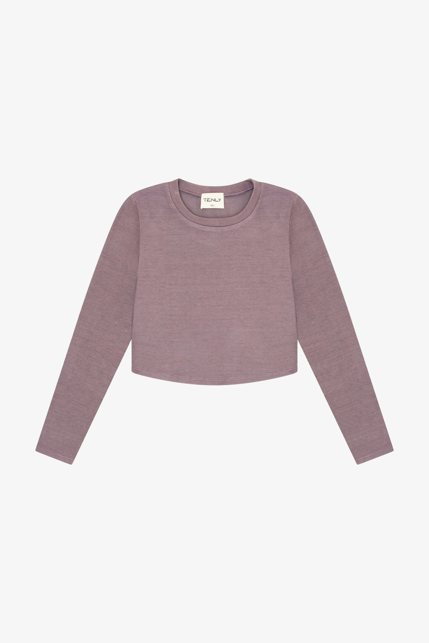 Tenly Rayon Rib Curved Hem L/S Top