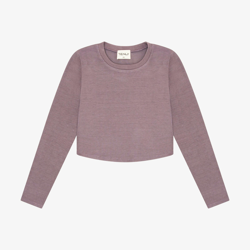 Tenly Rayon Rib Curved Hem L/S Top