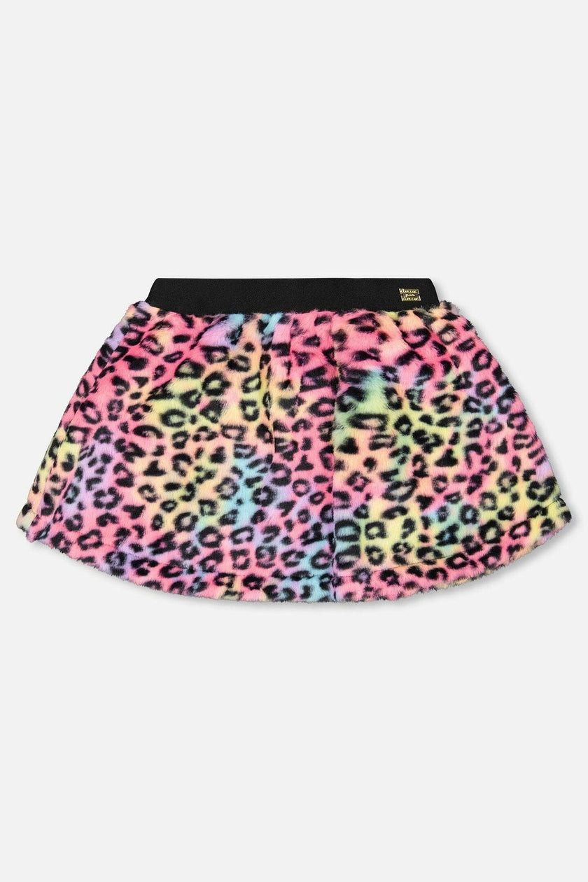 Faux Fur Skirt Multicolor Leopard