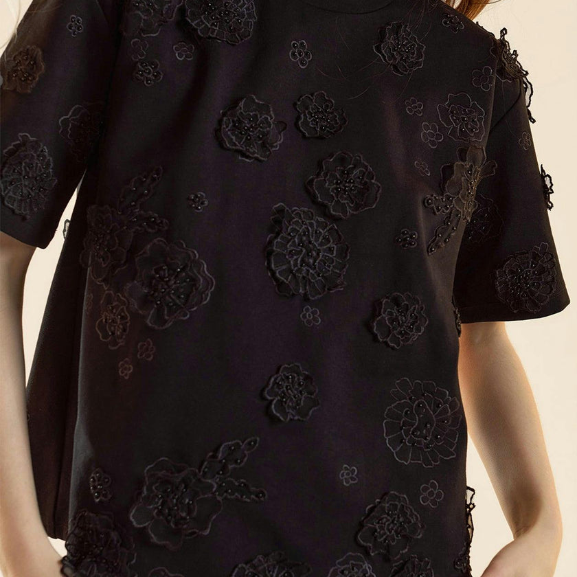 Embroidered Floral Applique Top