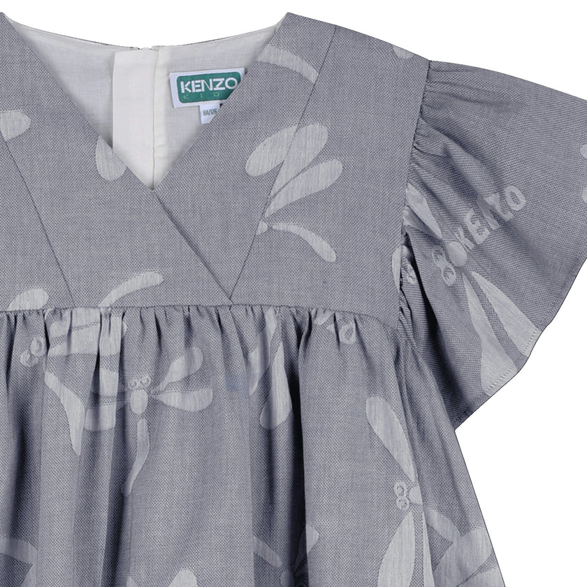 Pale Blue Kenzo Kids Flutter Dress