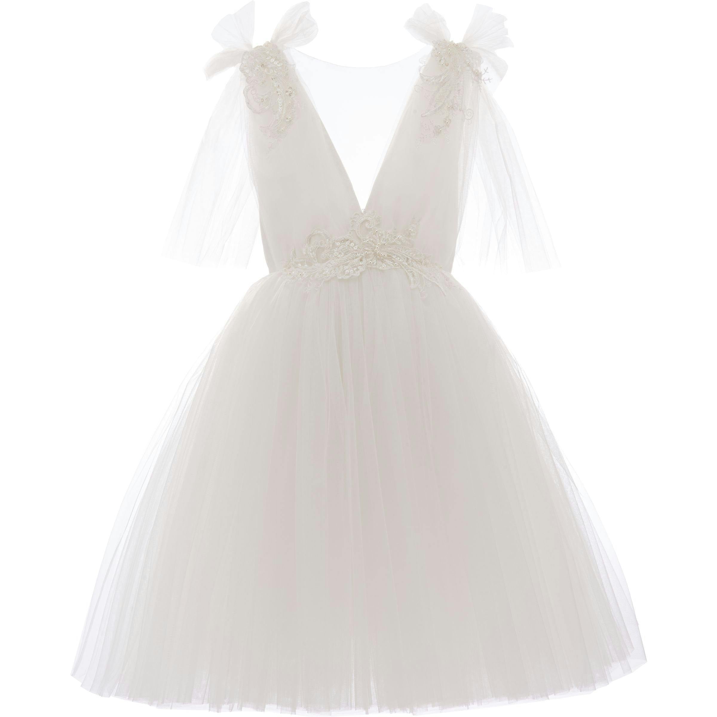 White Aspen Tulle Bow Dress