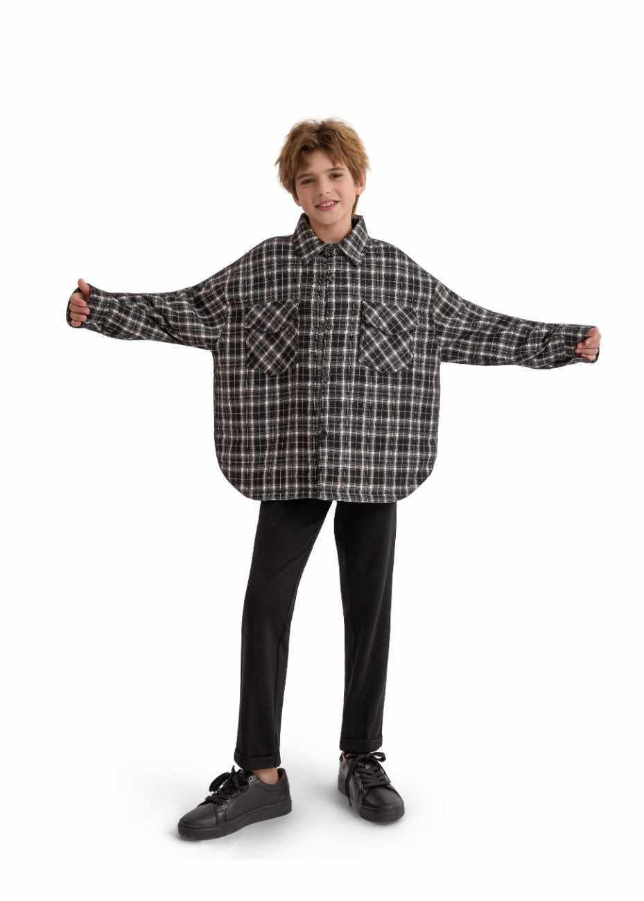 Gray Plaid Flannel Shirt