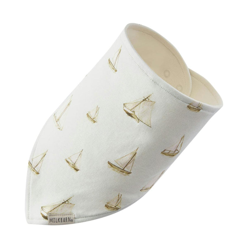 Sailboat Melody Organic Cotton Kerchief Bib