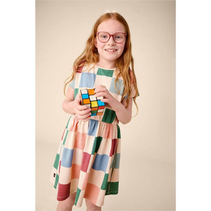 Short Sleeve Twirl Dress, Multi