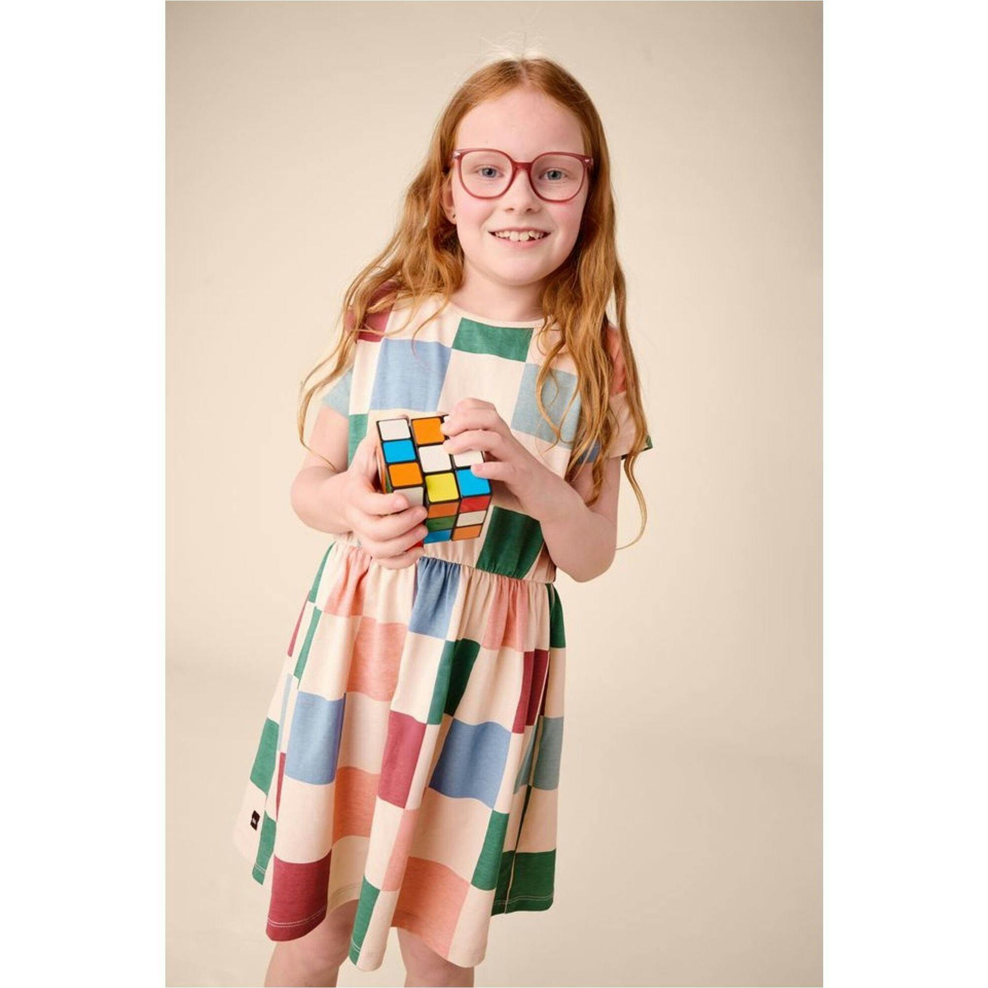 Short Sleeve Twirl Dress, Multi