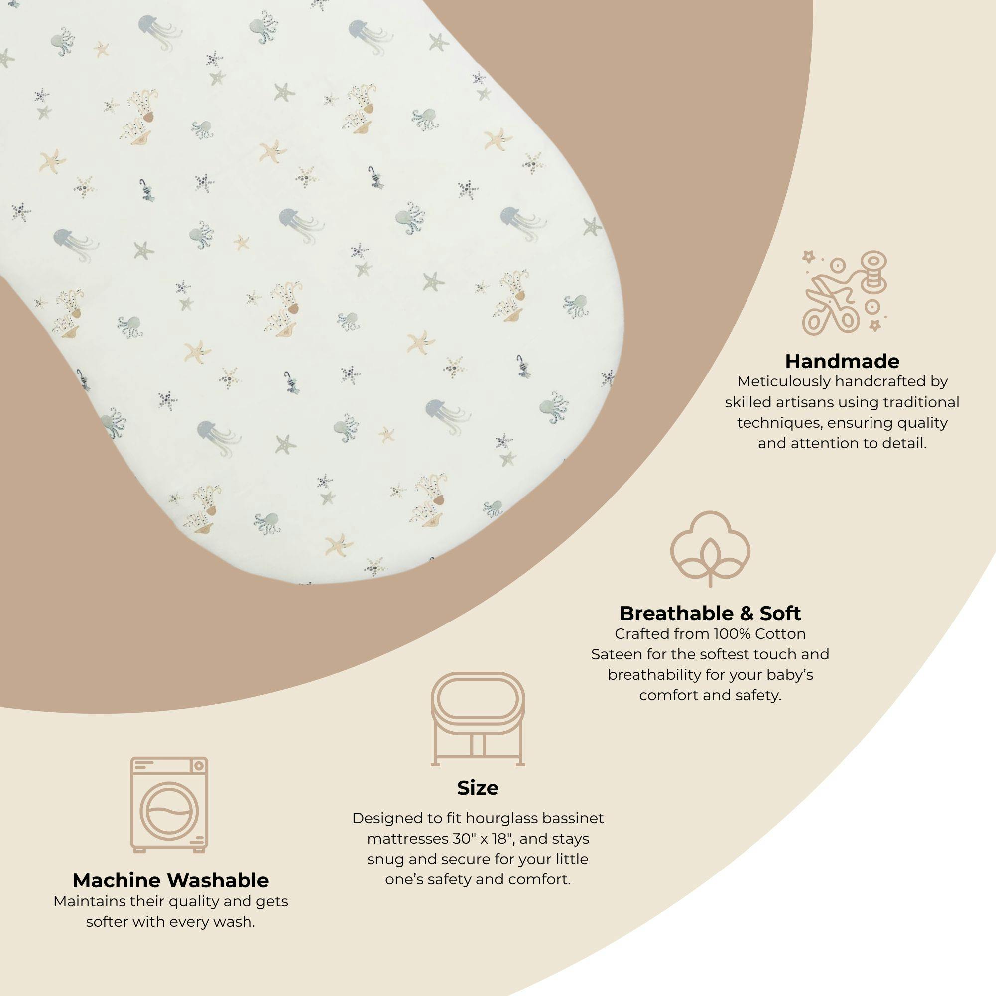Cove Sea Life Cotton Bassinet Sheet
