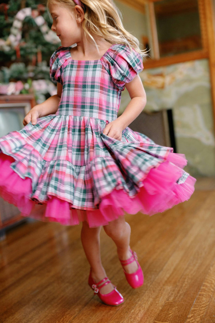 Mini Scottie Dress in Vibrant Plaid