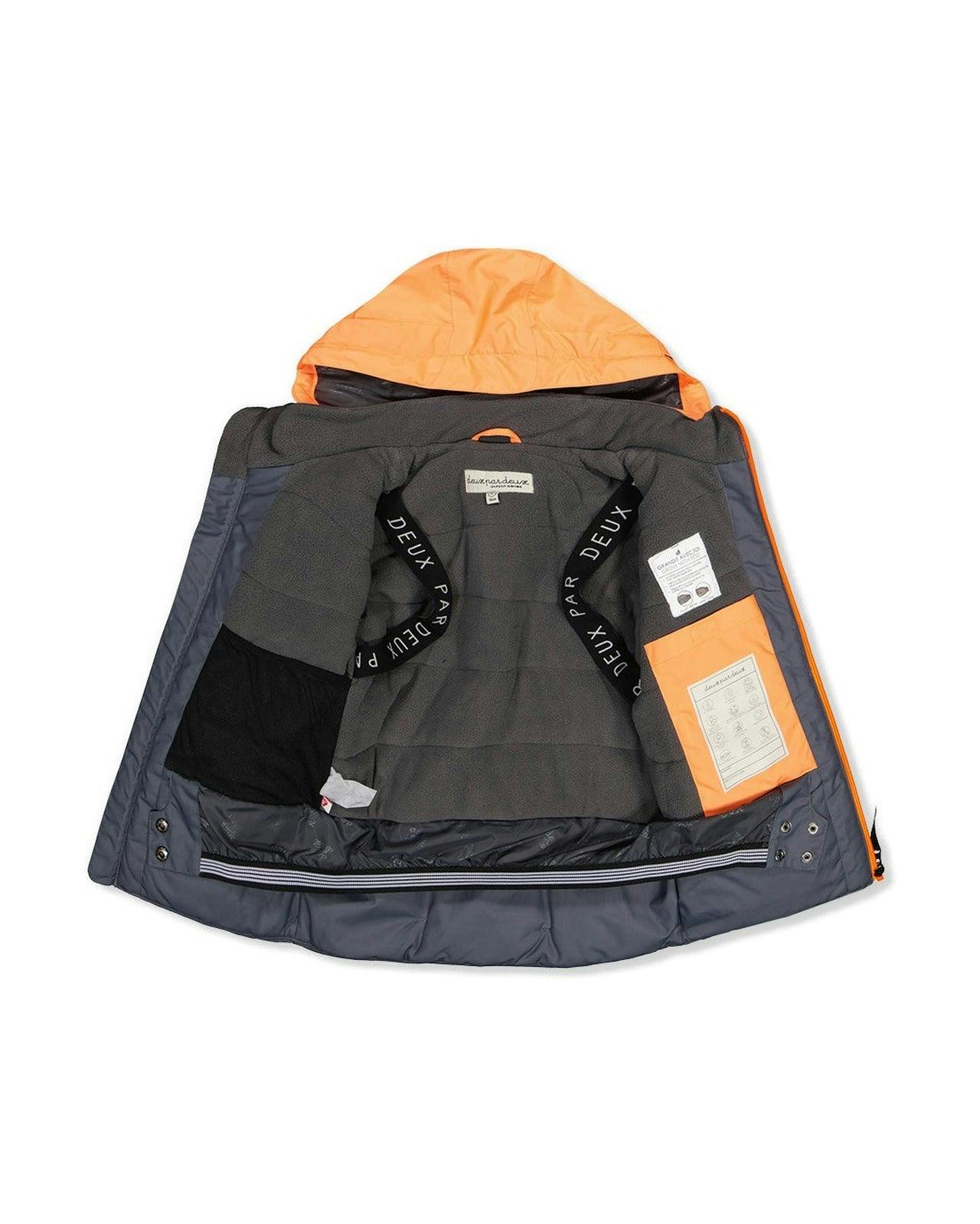 Two Piece Teknik Snowsuit Bright Orange Grey And Taupe