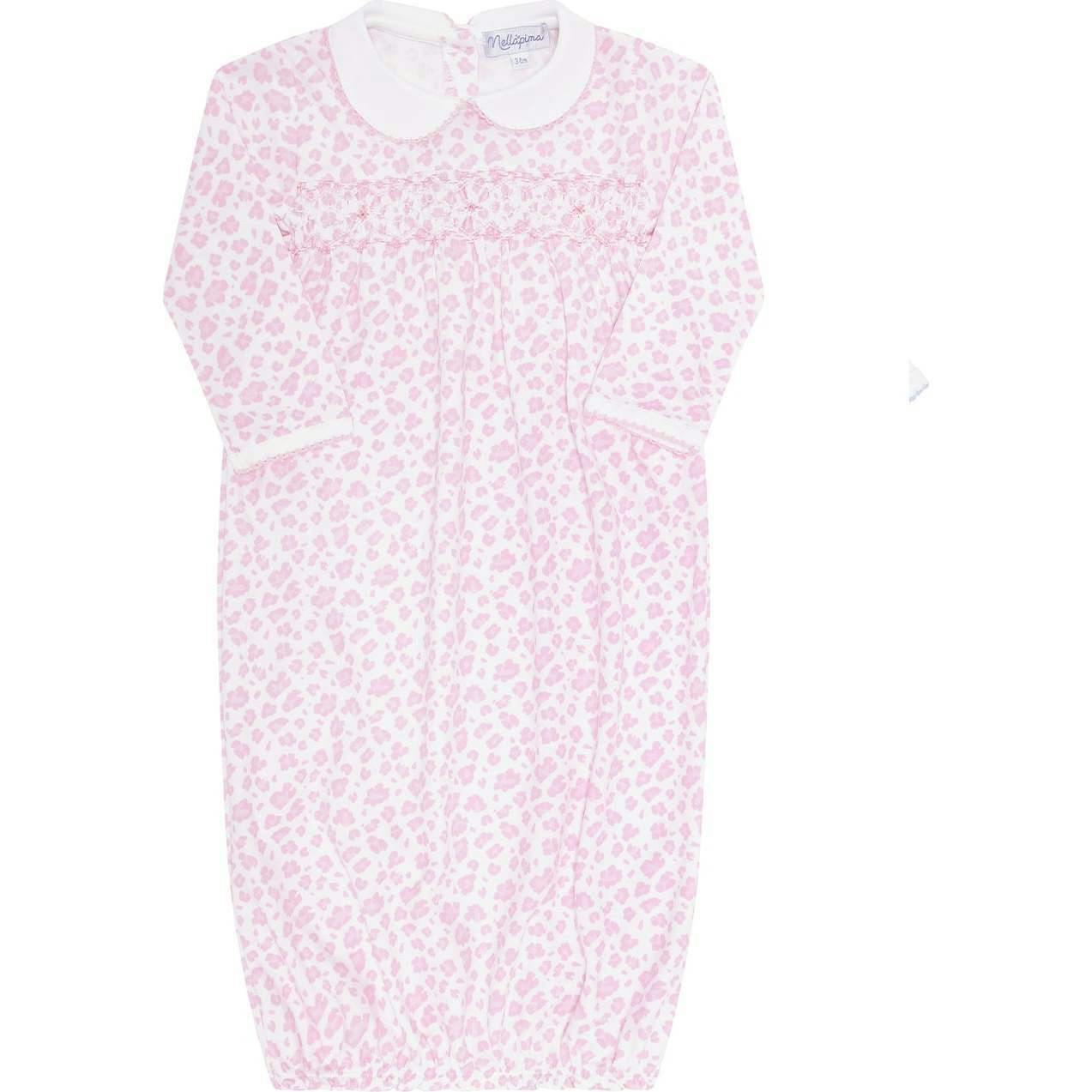 Pink Cheetah Print Smocked Gown