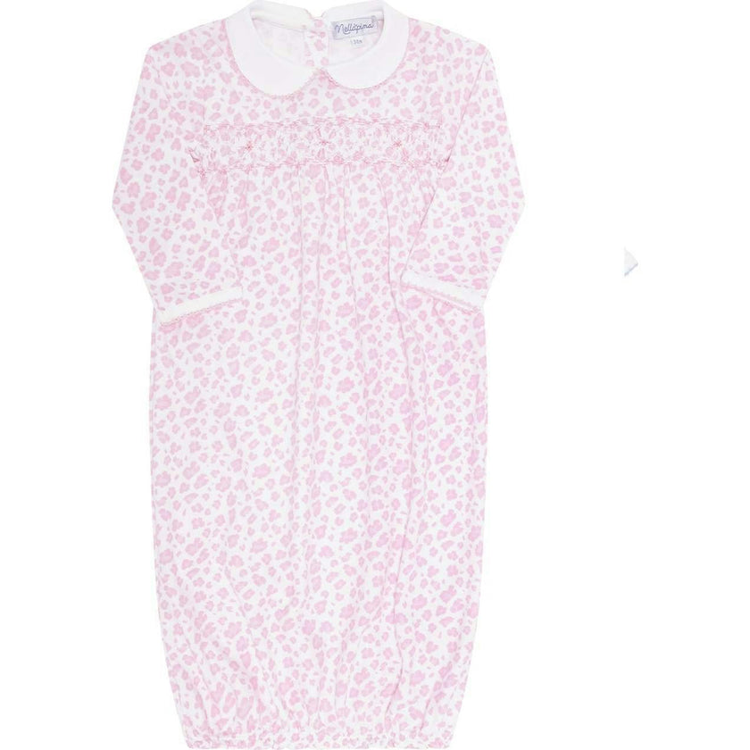 Pink Cheetah Print Smocked Gown