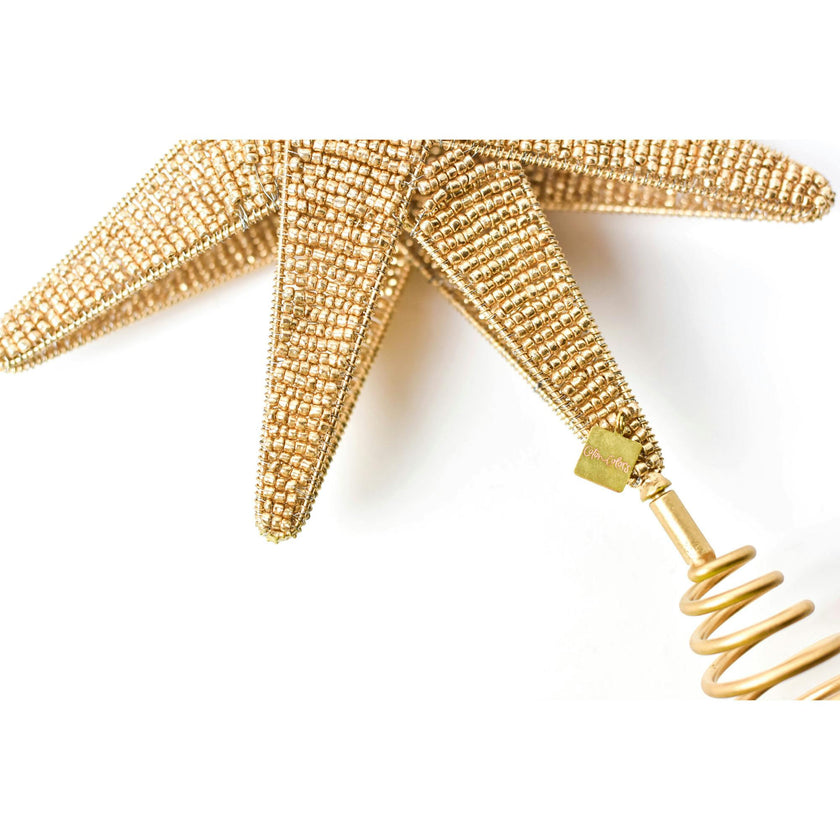 Gold Beaded Star Large Tree Topper