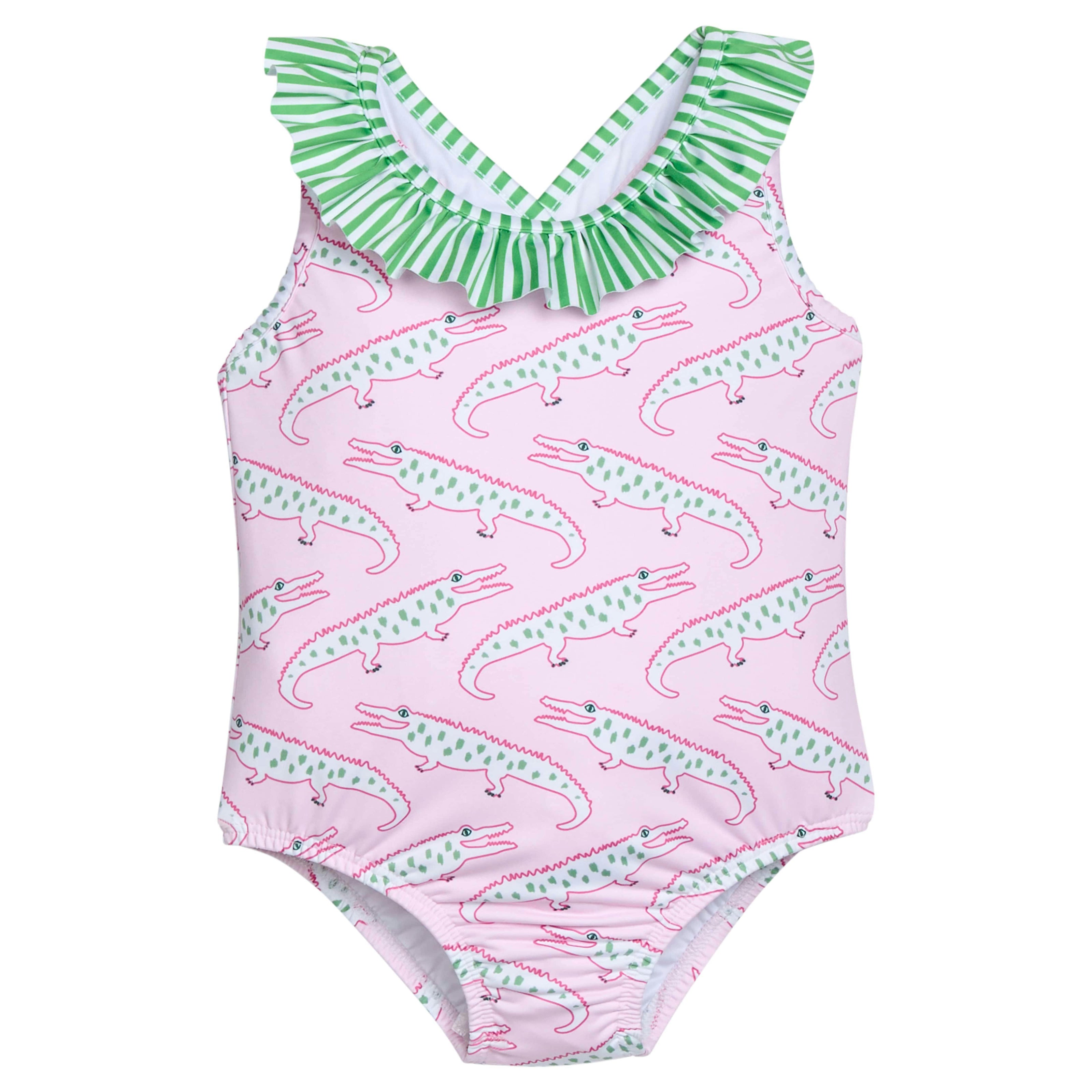 Ruffled One Piece Swimsuit - Pink Alligator Alley