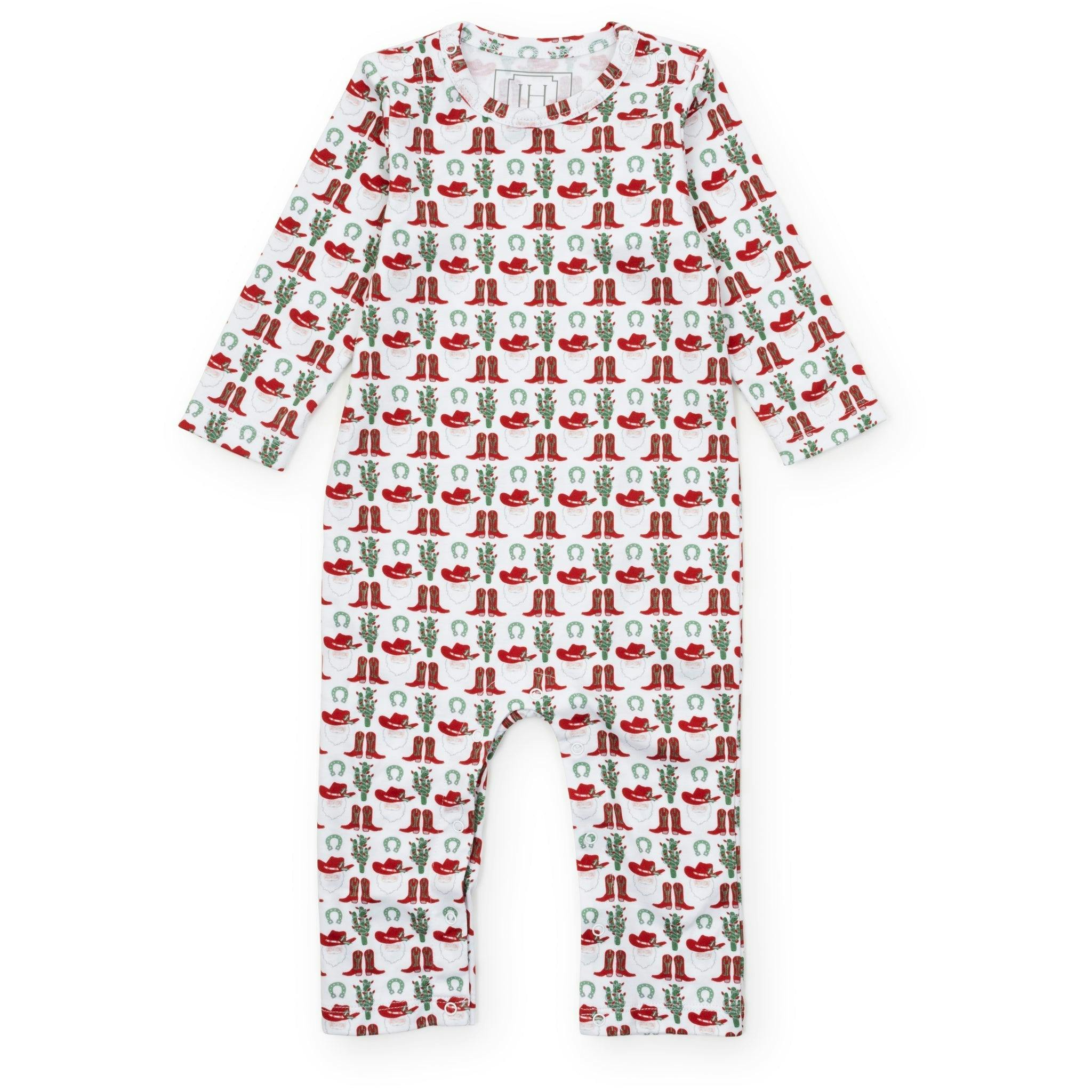 Thompson Boys' Pima Cotton Romper Cowboy Christmas