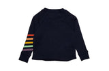 Navy Cropped Crew Neck With Rainbow Stripes