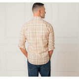 Men's Organic Long Sleeve Stretch Poplin Button Down Shirt, Beige