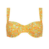 women's marigold floral bikini top with cups