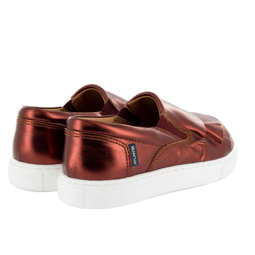 Metallic Leather Slip On Sneaker, Terracota