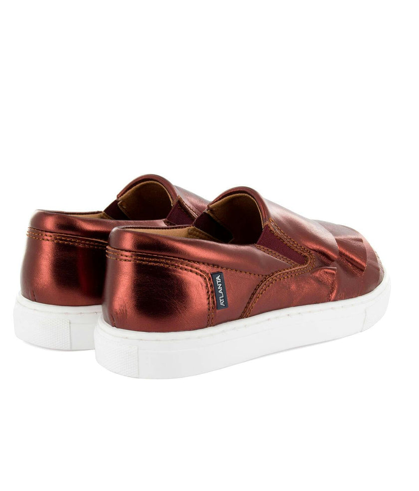 Metallic Leather Slip On Sneaker, Terracota